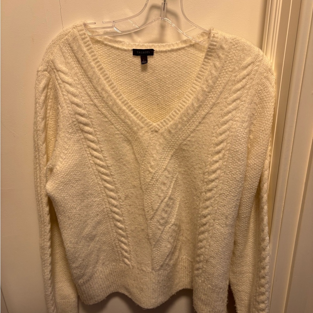 Talbots Women's V-Neck Cream Sweater